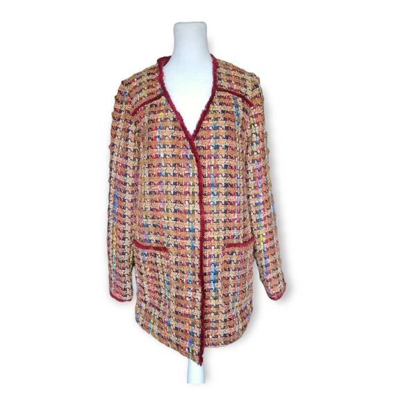Anthropologie Tweed Blazer XS Multicolor Oversized Statement Jacket - Picture 1 of 15